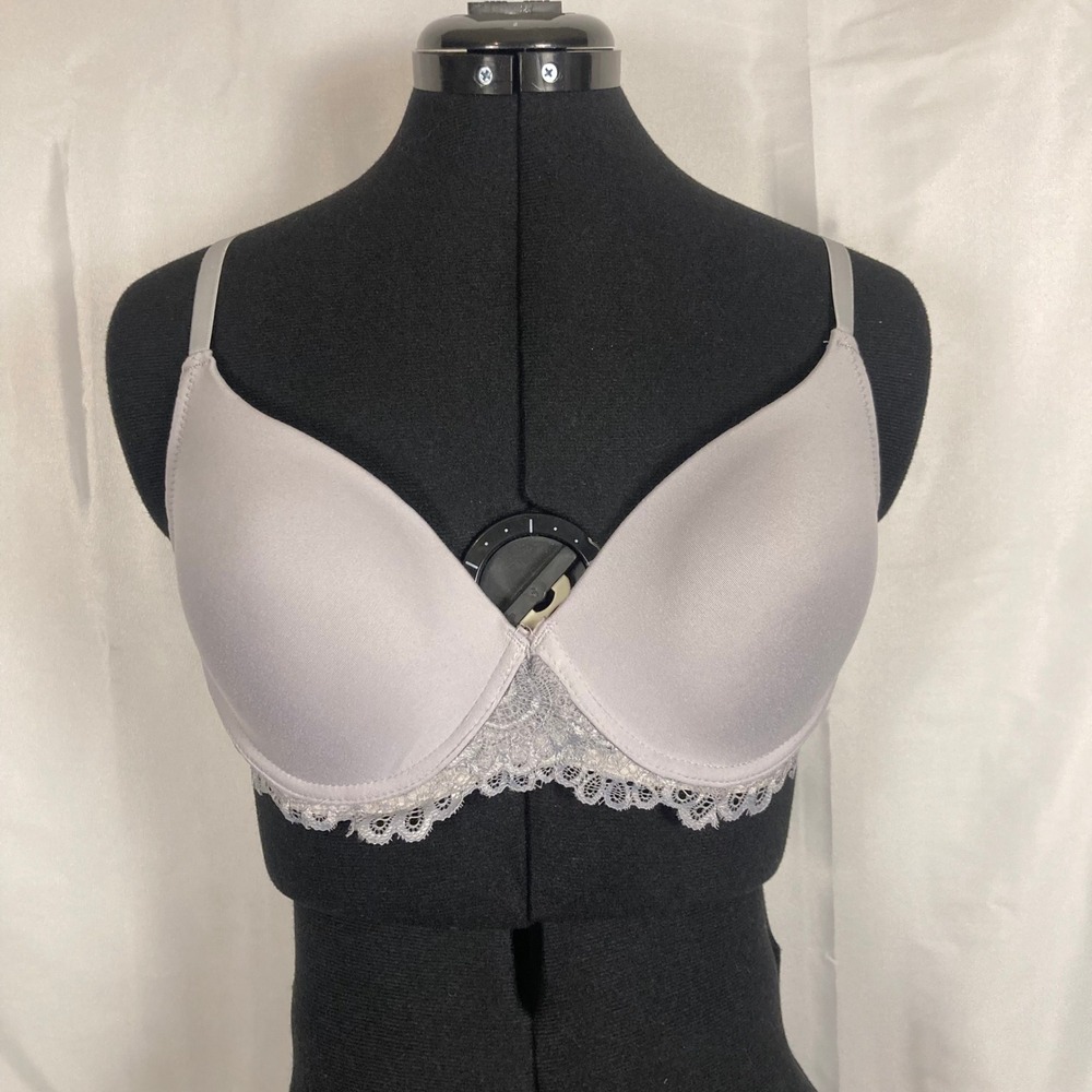 38 C Lucky Brand Lace Trim Grey Gray T-Shirt Bra Underwire